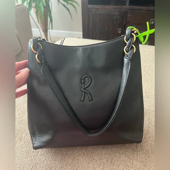 Roberta Di Camerino Black Leather Shoulder Purse ITALY - Picture 6 of 16